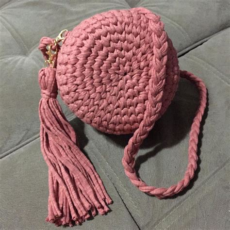 bolsa de crochê rosa